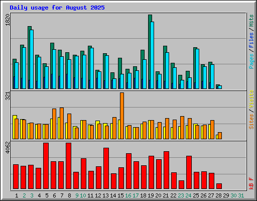 Daily usage for August 2025