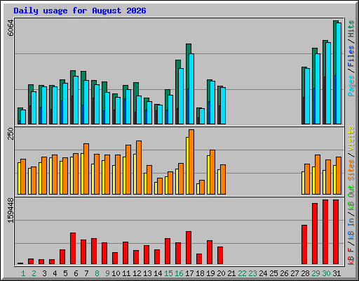 Daily usage for August 2026